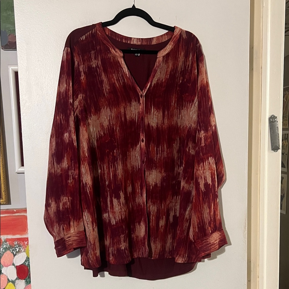 Relativity collarless button front shirt
